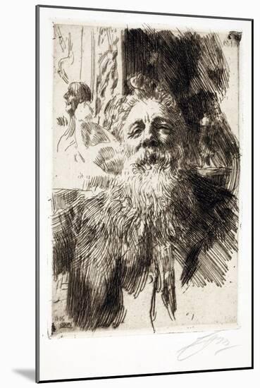 Portrait of the Sculptor Auguste Rodin, 1906 (Engraving)-Anders Leonard Zorn-Mounted Giclee Print