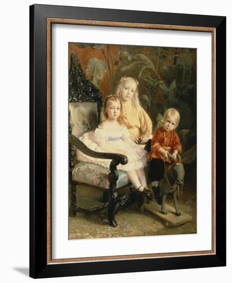 Portrait of the Stasov's Children, Early 1870S-Konstantin Yegorovich Makovsky-Framed Giclee Print