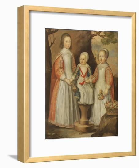 Portrait of the Three Children of George Preston of Holker, 1650-Gerrit van Honthorst-Framed Giclee Print