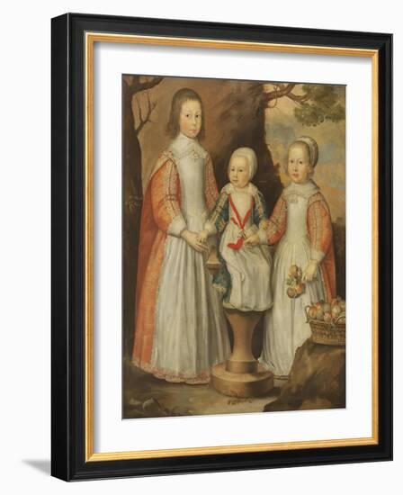 Portrait of the Three Children of George Preston of Holker, 1650-Gerrit van Honthorst-Framed Giclee Print