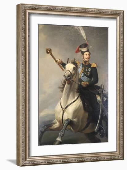 Portrait of the Tsesarevich Alexander Nikolaevich on Horseback, 1850S-Egor Botman-Framed Giclee Print