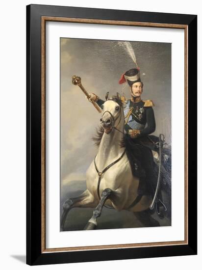 Portrait of the Tsesarevich Alexander Nikolaevich on Horseback, 1850S-Egor Botman-Framed Giclee Print