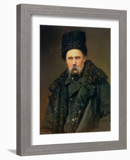 Portrait of the Ukranian Author Taras Grigorievich Shevchenko (1814-61), 1871-Ivan Nikolaevich Kramskoy-Framed Giclee Print