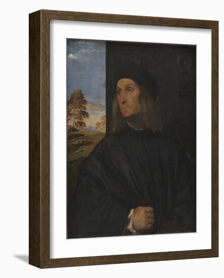 Portrait of the Venetian Painter Giovanni Bellini?, 1511-12-Titian (Tiziano Vecelli)-Framed Giclee Print