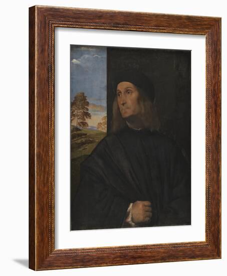 Portrait of the Venetian Painter Giovanni Bellini?, 1511-12-Titian (Tiziano Vecelli)-Framed Giclee Print