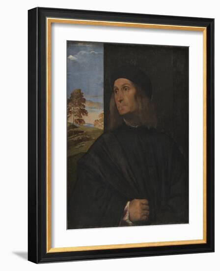 Portrait of the Venetian Painter Giovanni Bellini?, 1511-12-Titian (Tiziano Vecelli)-Framed Giclee Print