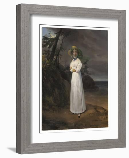 Portrait of the Widow Comtesse Jean-Henri-Louis Greffulhe in a Landscape, 1825 (Oil on Canvas)-Emile Jean Horace Vernet-Framed Giclee Print