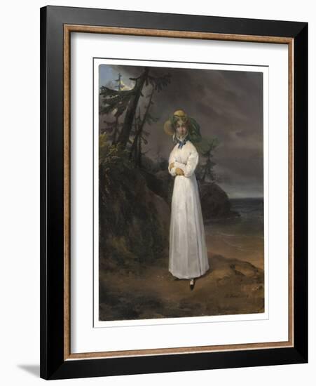 Portrait of the Widow Comtesse Jean-Henri-Louis Greffulhe in a Landscape, 1825 (Oil on Canvas)-Emile Jean Horace Vernet-Framed Giclee Print