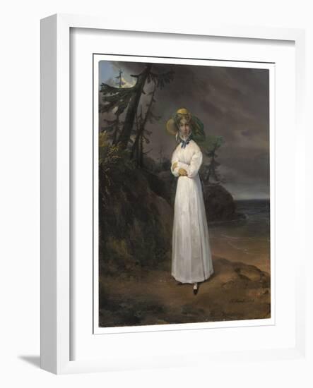 Portrait of the Widow Comtesse Jean-Henri-Louis Greffulhe in a Landscape, 1825 (Oil on Canvas)-Emile Jean Horace Vernet-Framed Giclee Print