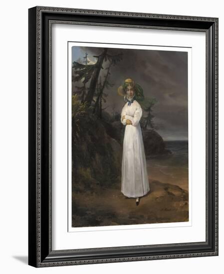 Portrait of the Widow Comtesse Jean-Henri-Louis Greffulhe in a Landscape, 1825 (Oil on Canvas)-Emile Jean Horace Vernet-Framed Giclee Print