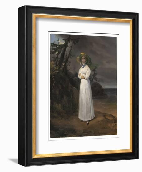 Portrait of the Widow Comtesse Jean-Henri-Louis Greffulhe in a Landscape, 1825 (Oil on Canvas)-Emile Jean Horace Vernet-Framed Giclee Print