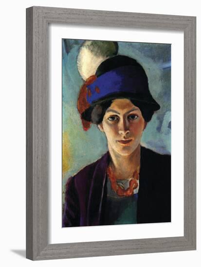 Portrait of The Wife of The Artist with a Hat-Auguste Macke-Framed Art Print