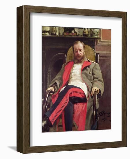 Portrait of the Writer Leo Tolstoy, 1887-Ilya Efimovich Repin-Framed Premium Giclee Print