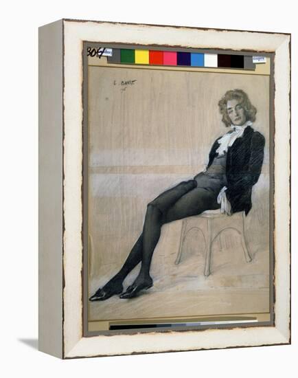 Portrait of the Writer Zinaida Gippius (1869-1945). (Chalk and Sanguine)-Leon Bakst-Framed Premier Image Canvas
