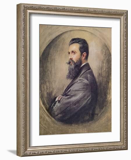 Portrait of Theodor Hertzl (1860-1904) (Pastel on Paper)-Anonymous Anonymous-Framed Giclee Print