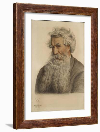 Portrait of Thomas Combe, Printer to the University (1796-1872) (Red and Black Chalk)-William Holman Hunt-Framed Giclee Print