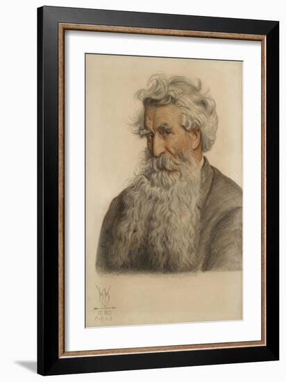 Portrait of Thomas Combe, Printer to the University (1796-1872) (Red and Black Chalk)-William Holman Hunt-Framed Giclee Print