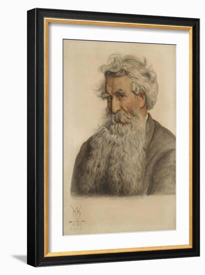 Portrait of Thomas Combe, Printer to the University (1796-1872) (Red and Black Chalk)-William Holman Hunt-Framed Giclee Print