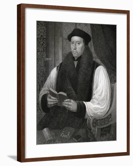 Portrait of Thomas Cranmer (1489-1556) from 'Lodge's British Portraits', 1823-Gerlach Flicke-Framed Giclee Print