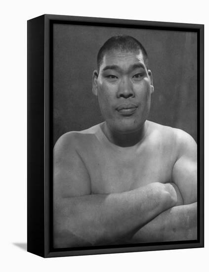 Portrait of Tomojiro Sakata, Former Sumo Wrestling Champion and Candidate for People's Labor Party-null-Framed Premier Image Canvas