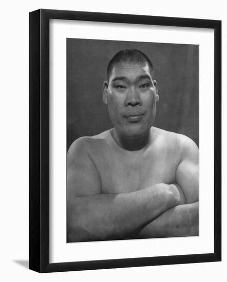 Portrait of Tomojiro Sakata, Former Sumo Wrestling Champion and Candidate for People's Labor Party-null-Framed Photographic Print