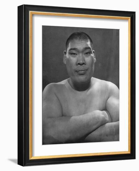 Portrait of Tomojiro Sakata, Former Sumo Wrestling Champion and Candidate for People's Labor Party-null-Framed Photographic Print