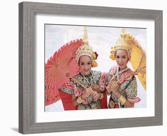 Portrait of Two Dancers in Traditional Thai Classical Dance Costume, Thailand-Gavin Hellier-Framed Photographic Print