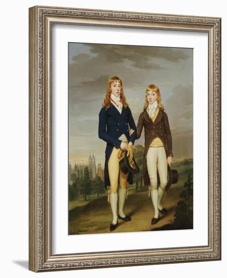 Portrait of Two Eton Schoolboys, Eton Chapel Beyond-Francis Alleyne-Framed Giclee Print