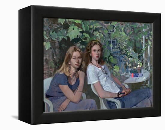 Portrait of two girls, seated indoors, with grapevine, 1993-John Stanton Ward-Framed Premier Image Canvas