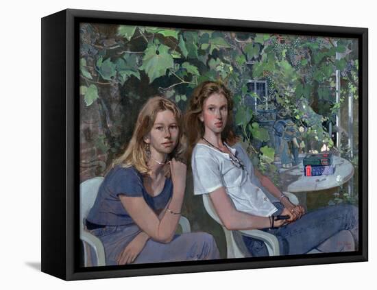 Portrait of two girls, seated indoors, with grapevine, 1993-John Stanton Ward-Framed Premier Image Canvas