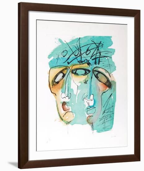 Portrait of Two in Blue-Vick Vibha-Framed Collectable Print