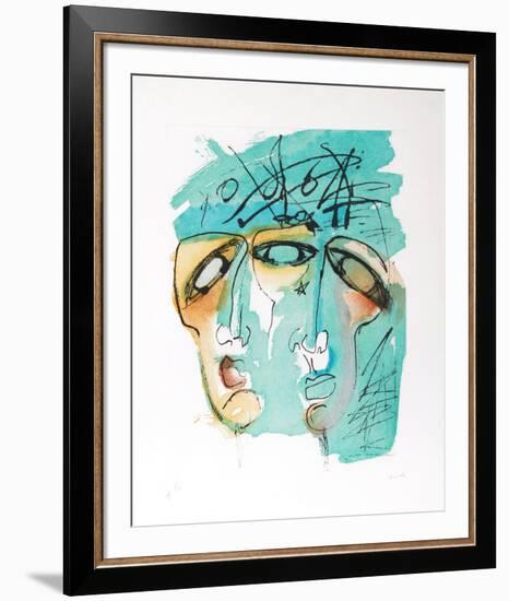 Portrait of Two in Blue-Vick Vibha-Framed Collectable Print