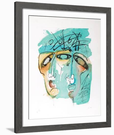 Portrait of Two in Blue-Vick Vibha-Framed Collectable Print