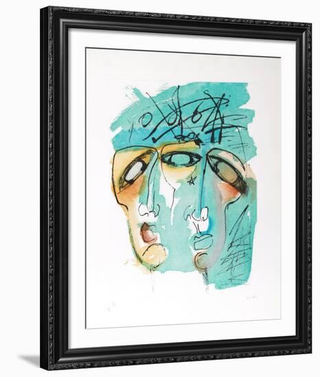Portrait of Two in Blue-Vick Vibha-Framed Collectable Print