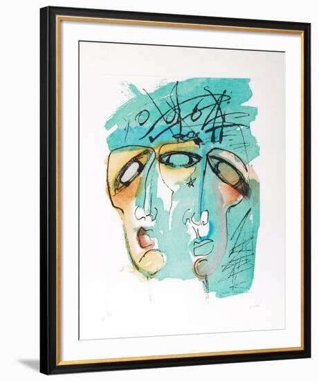 Portrait of Two in Blue-Vick Vibha-Framed Collectable Print