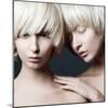 Portrait of Two Young Beautiful Girls Twins in the Studio, Closeup-Yuliya Yafimik-Mounted Photographic Print