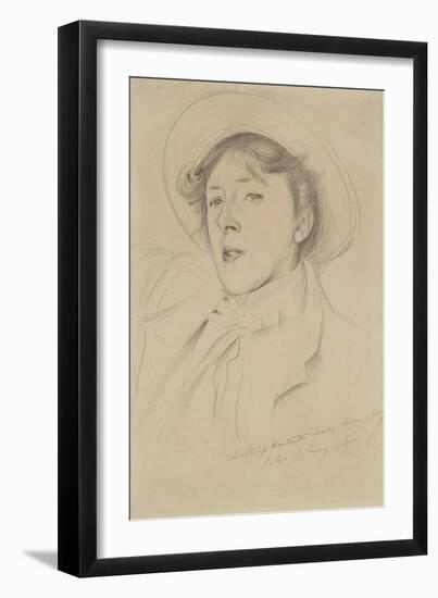 Portrait of Vernon Lee, 1889 (Graphite on Pale Buff Paper)-John Singer Sargent-Framed Giclee Print