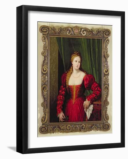 Portrait of Violante, Daughter of Palma Vecchio, 1530-35-Paris Bordone-Framed Giclee Print