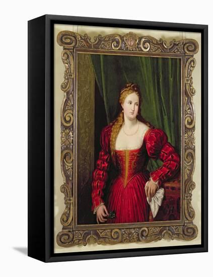 Portrait of Violante, Daughter of Palma Vecchio, 1530-35-Paris Bordone-Framed Premier Image Canvas