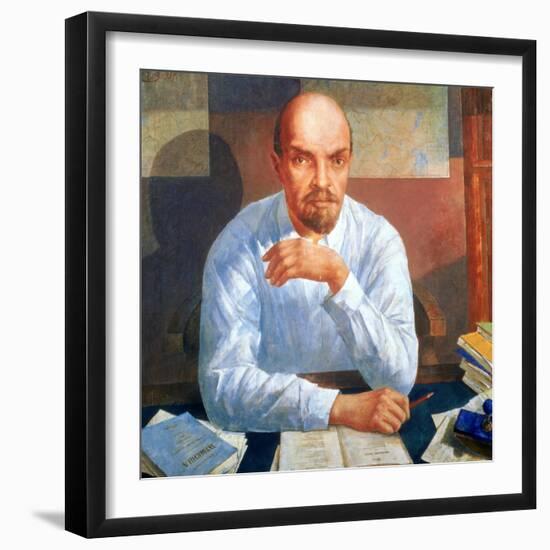 Portrait of Vladimir Ilyich Lenin (1870-1924), 1934-Kuzma Sergievitch Petrov-Vodkin-Framed Giclee Print