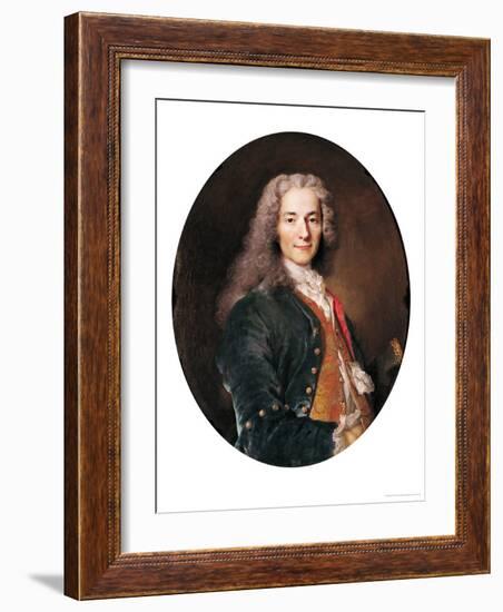 Portrait of Voltaire (1694-1778) Aged 23, 1728-Nicolas de Largilliere-Framed Giclee Print