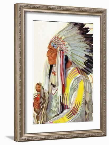 Portrait of Wades-In-The-Water, a Blackfeet Chieftain-Lantern Press-Framed Art Print