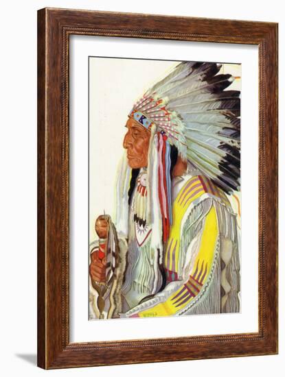 Portrait of Wades-In-The-Water, a Blackfeet Chieftain-Lantern Press-Framed Art Print