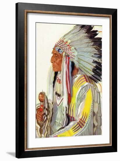 Portrait of Wades-In-The-Water, a Blackfeet Chieftain-Lantern Press-Framed Art Print