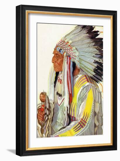 Portrait of Wades-In-The-Water, a Blackfeet Chieftain-Lantern Press-Framed Art Print
