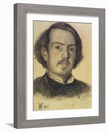 Portrait of Walter Howell Deverell, 1853 (Charcoal on Paper)-William Holman Hunt-Framed Giclee Print