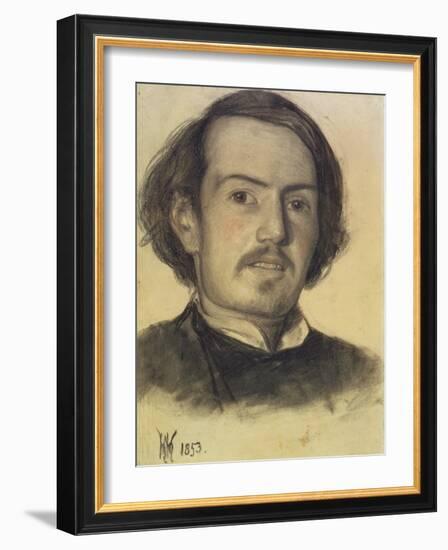 Portrait of Walter Howell Deverell, 1853 (Charcoal on Paper)-William Holman Hunt-Framed Giclee Print