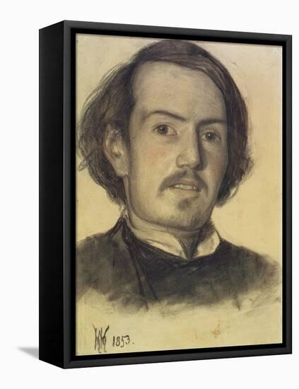 Portrait of Walter Howell Deverell, 1853 (Charcoal on Paper)-William Holman Hunt-Framed Premier Image Canvas