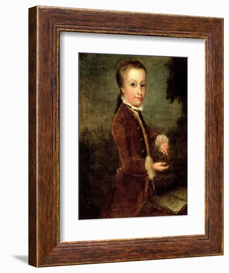 Portrait of Wolfgang Amadeus Mozart (1756-91) Aged Eight, Holding a Bird's Nest, 1764-65-Johann Zoffany-Framed Giclee Print