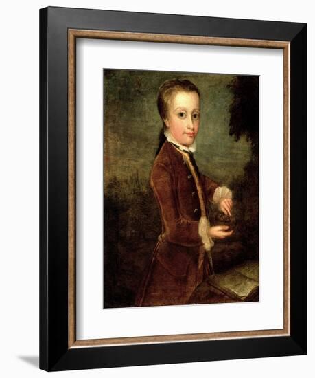 Portrait of Wolfgang Amadeus Mozart (1756-91) Aged Eight, Holding a Bird's Nest, 1764-65-Johann Zoffany-Framed Giclee Print